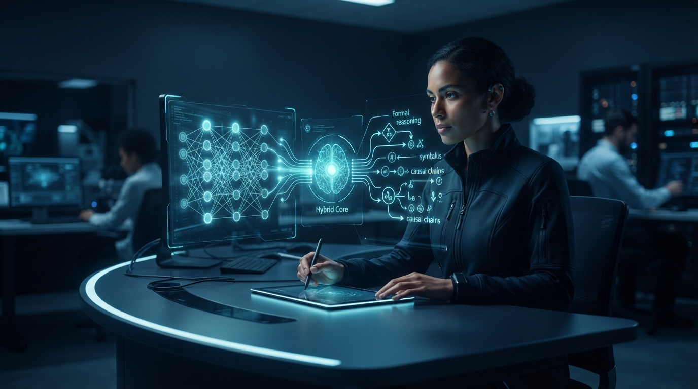 Editorial illustration for Neuro-Symbolic AI Explained: How Hybrid Systems Combine Pattern Recognition with Logical Reasoning